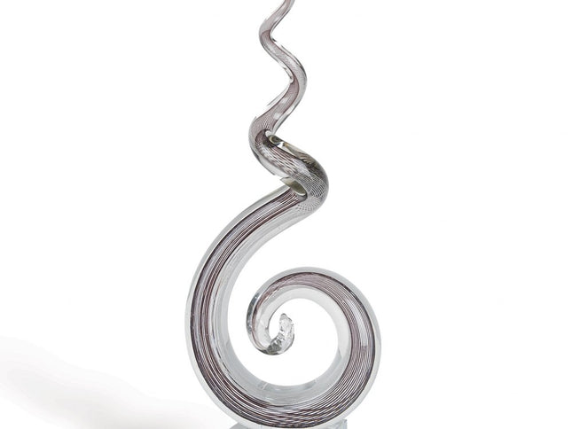 20" Clear and Brown Murano Glass Modern Abstract Tabletop Sculpture