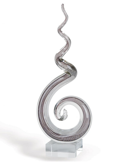 20" Clear and Brown Murano Glass Modern Abstract Tabletop Sculpture