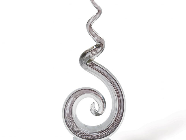 20" Clear and Brown Murano Glass Modern Abstract Tabletop Sculpture