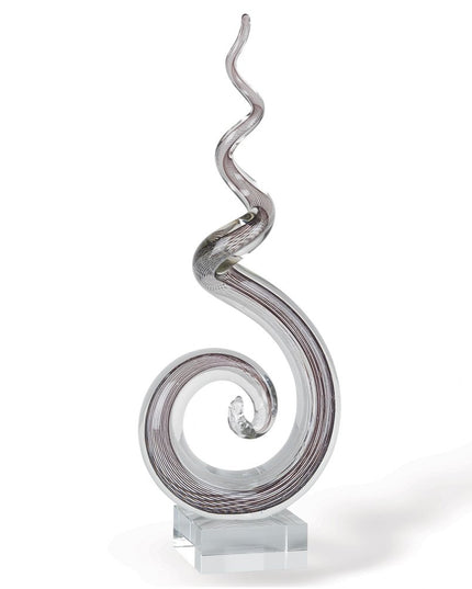 20" Clear and Brown Murano Glass Modern Abstract Tabletop Sculpture