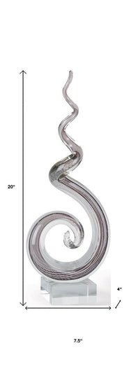 20" Clear and Brown Murano Glass Modern Abstract Tabletop Sculpture