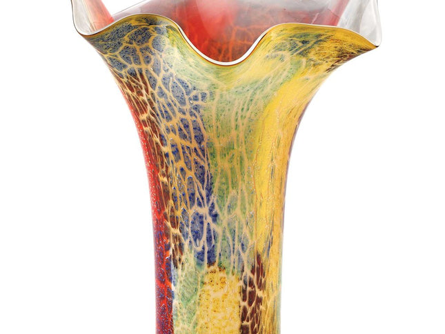 17" Red and Yellow Glass Abstract Novelty Table Vase