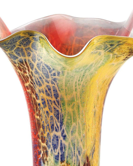 17" Red and Yellow Glass Abstract Novelty Table Vase