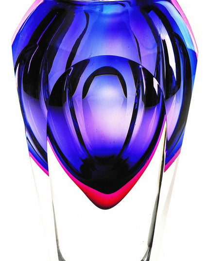 10" Purple Cylinder Crystal Glass Table Vase