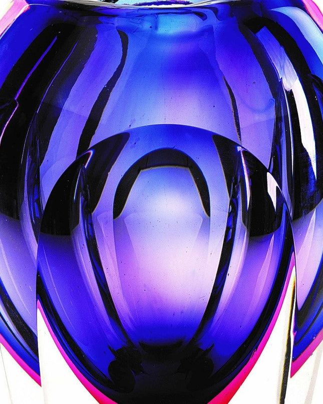 10" Purple Cylinder Crystal Glass Table Vase