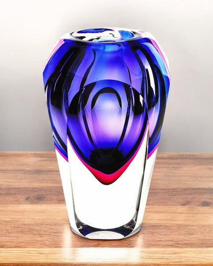 10" Purple Cylinder Crystal Glass Table Vase
