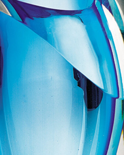 8" Clear and Blue Crystal Table Vase