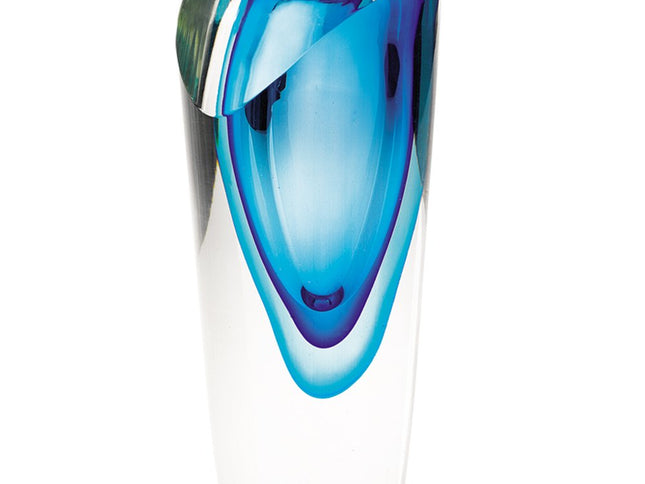 8" Clear and Blue Crystal Table Vase