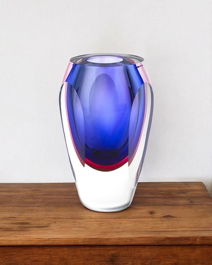 6" Clear And Purple Crystal Glass Table Vase