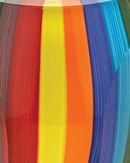 6" Blue Clear Red And Yellow Cylinder Crystal Glass Table Vase