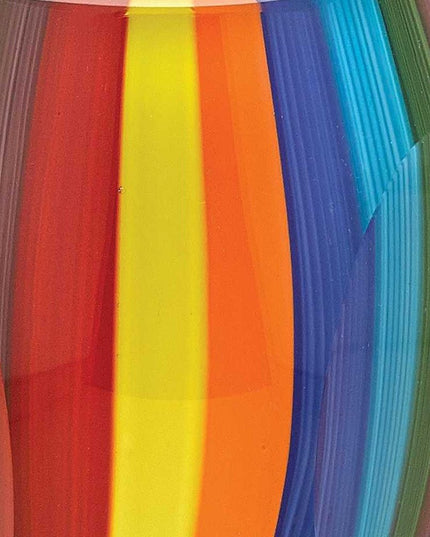 6" Blue Clear Red And Yellow Cylinder Crystal Glass Table Vase