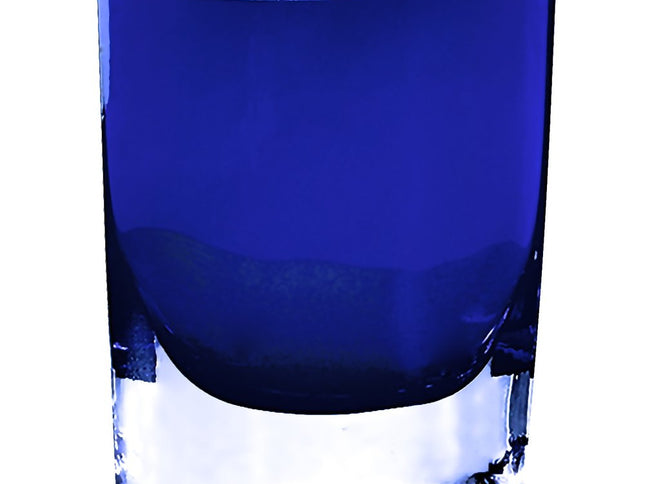 8" Cobalt And Clear Oval Lead Free Crystal Table Vase