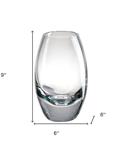 9" Clear Oval Lead Free Crystal Table Vase
