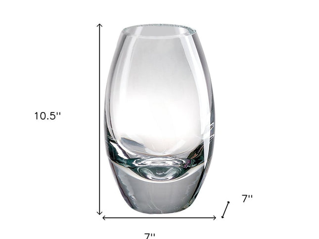 11" Clear Lead Free Crystal Oval Table Vase