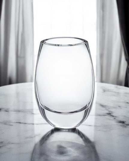 8" Clear Oval Crystal Glass Table Vase