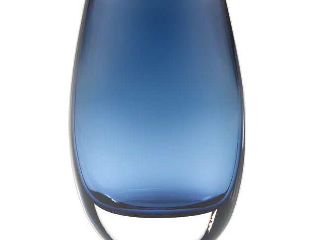8" Midnight Blue And Clear Oval Lead Free Crystal Table Vase