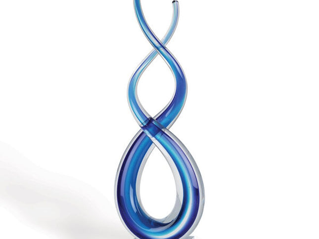 20" Clear and Blue Murano Glass Modern Abstract Tabletop Sculpture