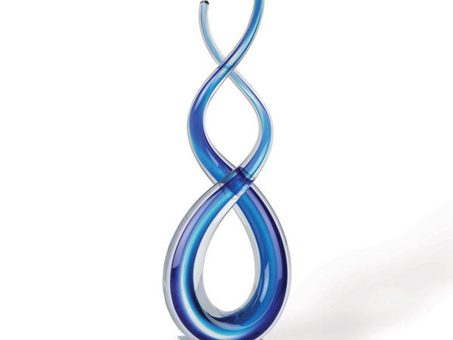 20" Clear and Blue Murano Glass Modern Abstract Tabletop Sculpture