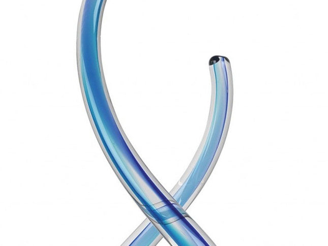 14" Clear and Blue Murano Glass Modern Abstract Tabletop Sculpture