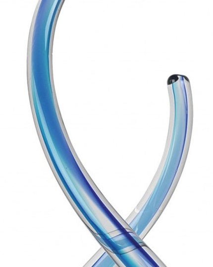 14" Clear and Blue Murano Glass Modern Abstract Tabletop Sculpture