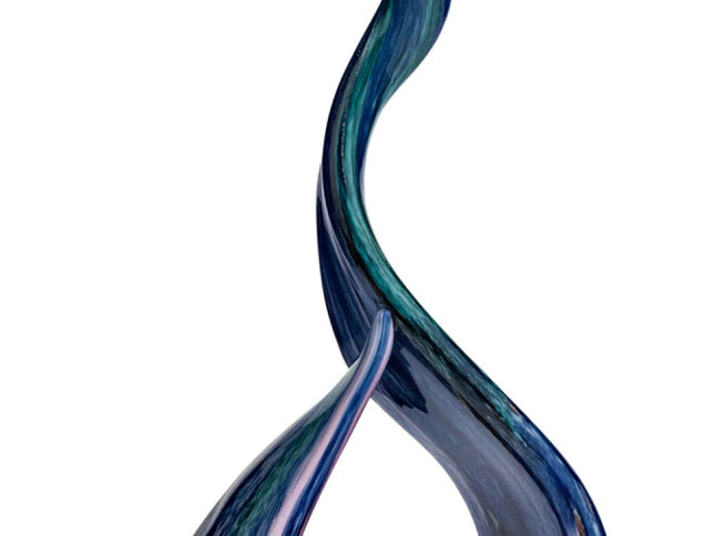 19" Blue and Green Murano Glass Modern Abstract Tabletop Sculpture