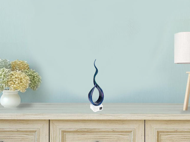 19" Blue and Green Murano Glass Modern Abstract Tabletop Sculpture