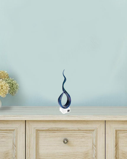 19" Blue and Green Murano Glass Modern Abstract Tabletop Sculpture