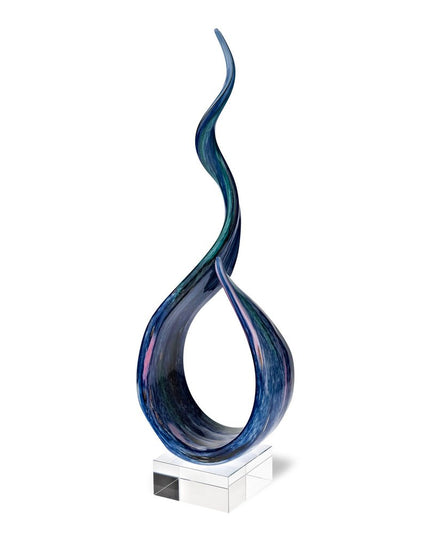 19" Blue and Green Murano Glass Modern Abstract Tabletop Sculpture