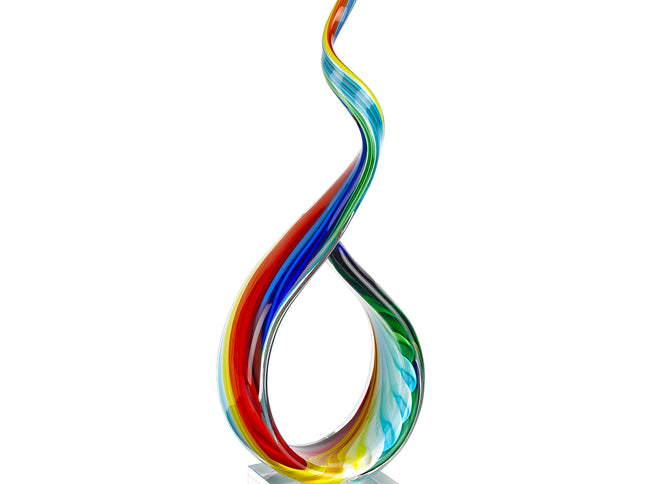 19" Rainbow Murano Glass Modern Abstract Tabletop Sculpture