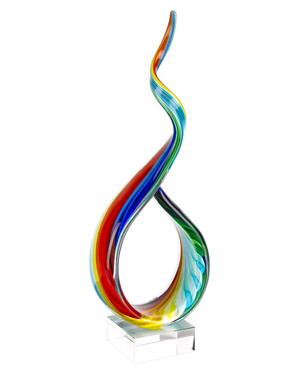 19" Rainbow Murano Glass Modern Abstract Tabletop Sculpture