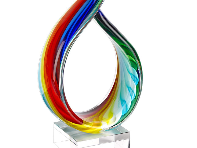 19" Rainbow Murano Glass Modern Abstract Tabletop Sculpture