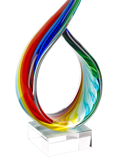19" Rainbow Murano Glass Modern Abstract Tabletop Sculpture