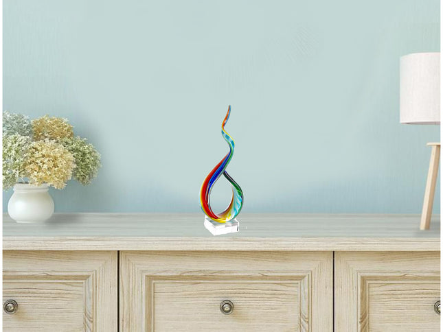 19" Rainbow Murano Glass Modern Abstract Tabletop Sculpture
