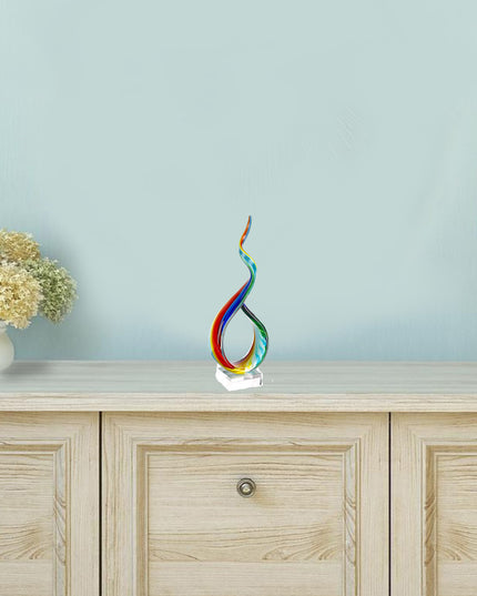 19" Rainbow Murano Glass Modern Abstract Tabletop Sculpture