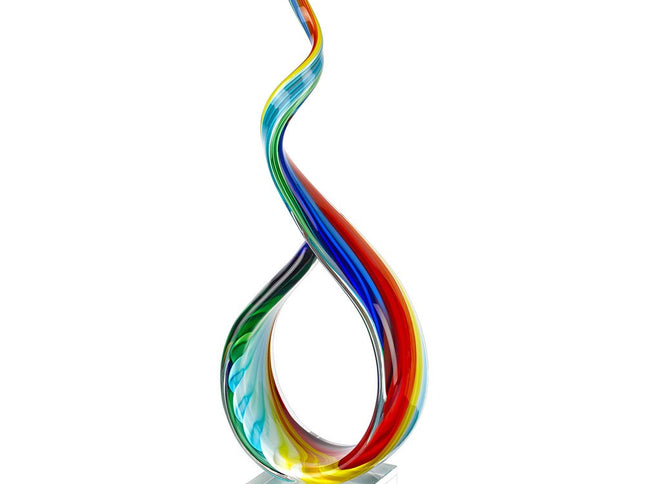 19" Rainbow Murano Glass Modern Abstract Tabletop Sculpture