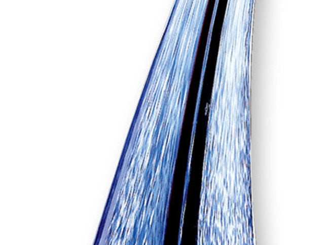 9" Clear and Blue Murano Glass Modern Abstract Tabletop Sculpture