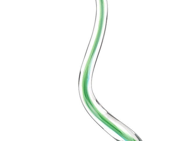 14" Clear Red Blue Yellow Murano Glass Modern Abstract Tabletop Sculpture