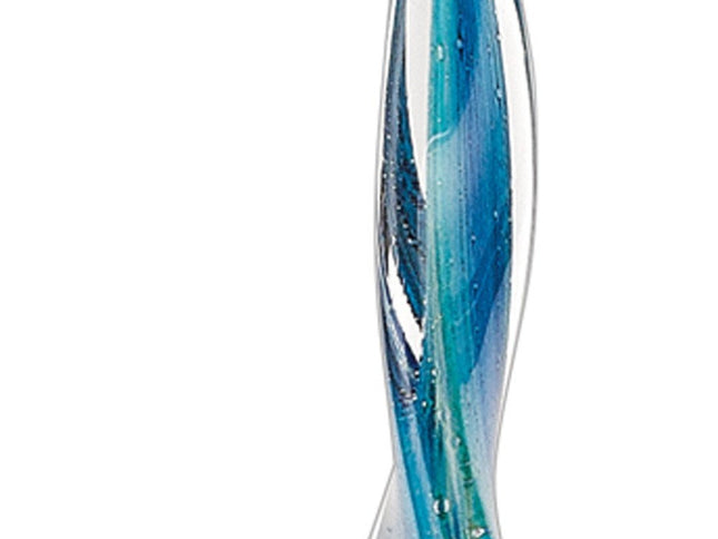 18" Blue and Green Murano Glass Modern Abstract Tabletop Sculpture