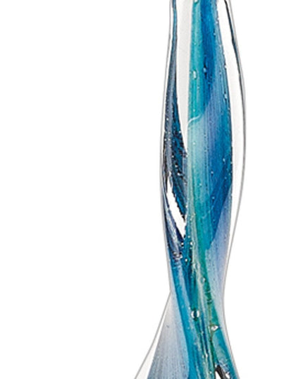 18" Blue and Green Murano Glass Modern Abstract Tabletop Sculpture