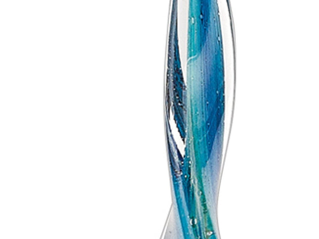 18" Blue and Green Murano Glass Modern Abstract Tabletop Sculpture