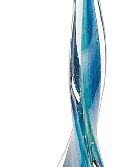 18" Blue and Green Murano Glass Modern Abstract Tabletop Sculpture
