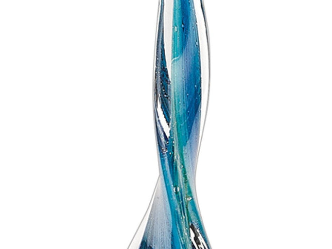 18" Blue and Green Murano Glass Modern Abstract Tabletop Sculpture