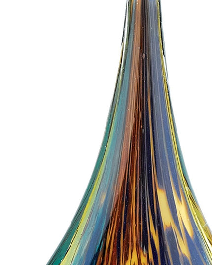 12" Blue and Yellow Murano Glass Modern Abstract Tabletop Sculpture