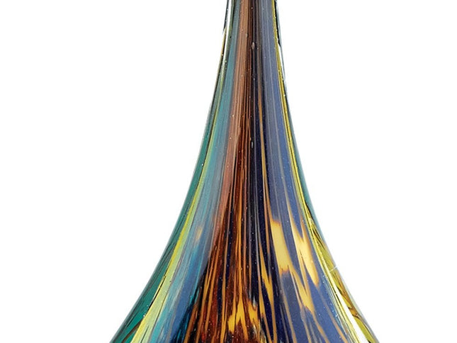 12" Blue and Yellow Murano Glass Modern Abstract Tabletop Sculpture