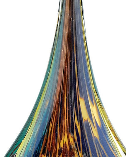13" Blue and Yellow Murano Glass Modern Abstract Tabletop Sculpture