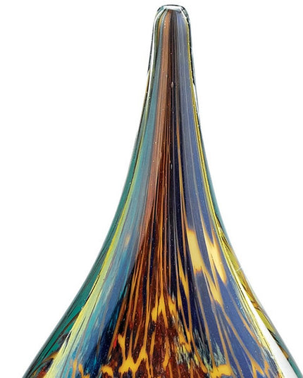 13" Blue and Yellow Murano Glass Modern Abstract Tabletop Sculpture