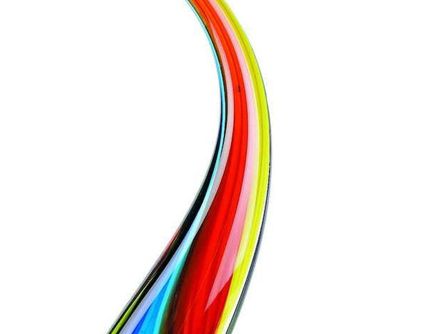 17" Blue and Red Murano Glass Modern Abstract Tabletop Sculpture