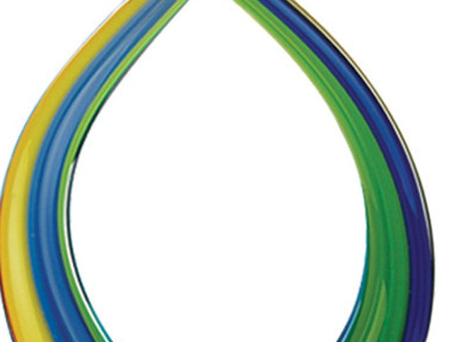 16" Clear Red Blue Yellow Murano Glass Modern Abstract Tabletop Sculpture