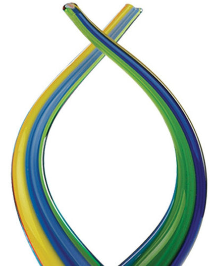 16" Clear Red Blue Yellow Murano Glass Modern Abstract Tabletop Sculpture