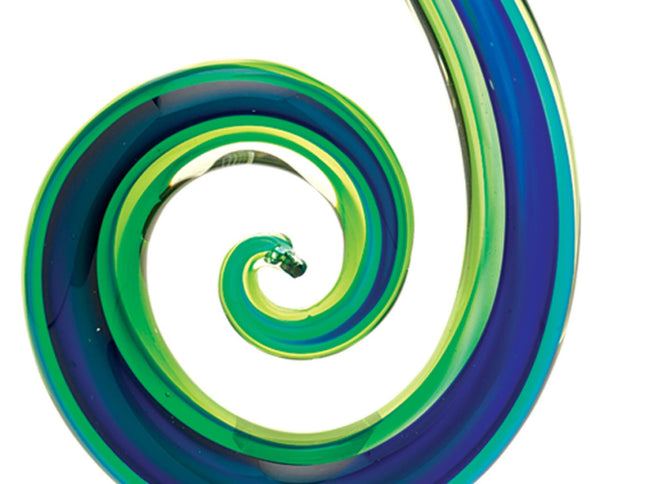 16" Blue and Green Murano Glass Modern Abstract Tabletop Sculpture